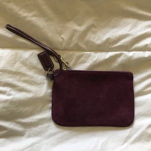 Vintage Suede Maroon Coach Wristlet